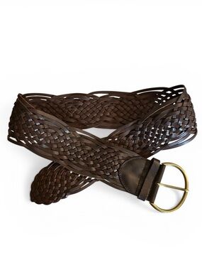 Tarnish Dark Brown Woven Belt Genuine Leather Small